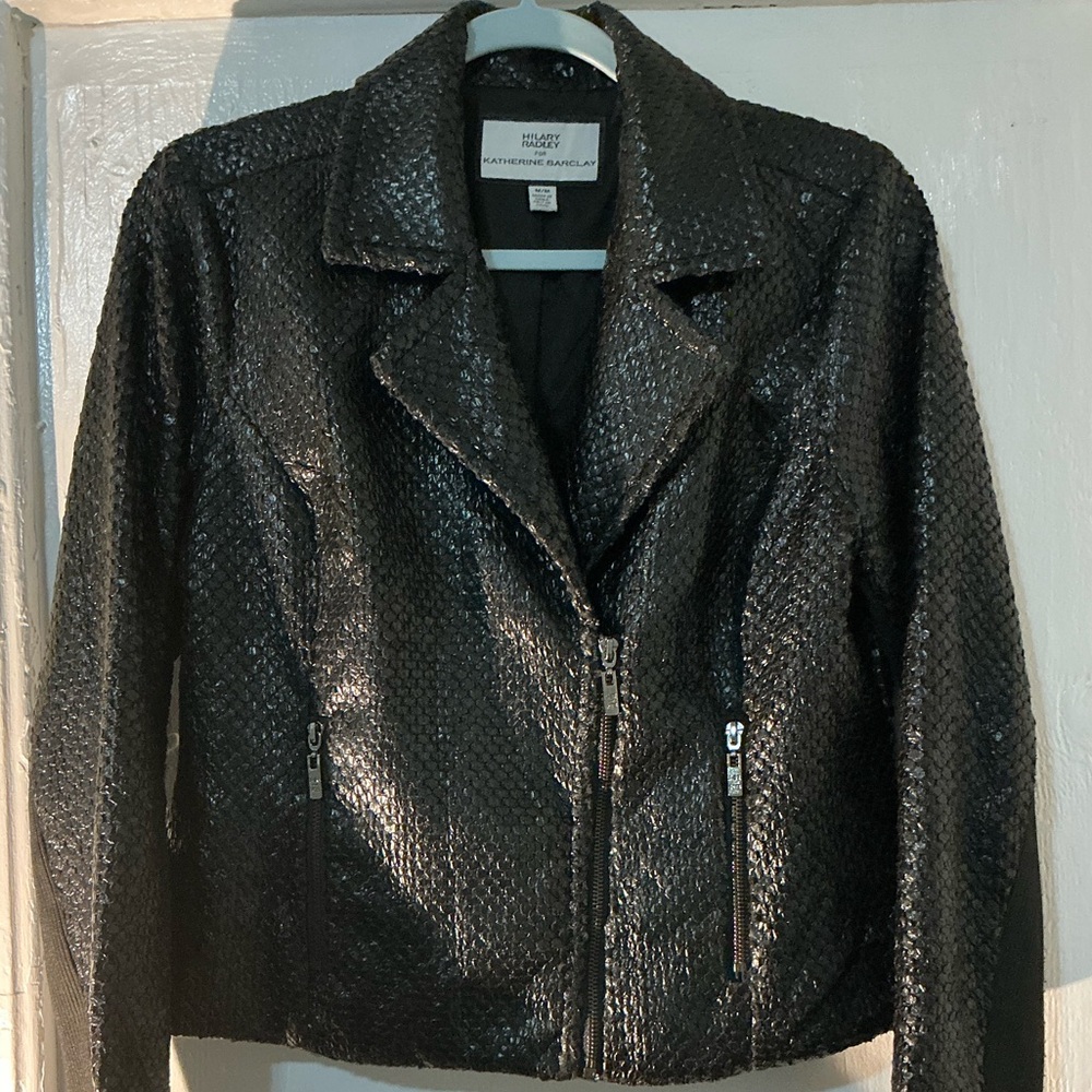 Hilary Radley Black Textured Leather Jacket